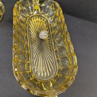 Exclusive Tiara Yellow Amber Depression Glass