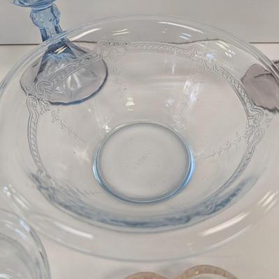 Assortment Of Vintage Depression Glass Fire King Last Supper Glasses Tiara Glass