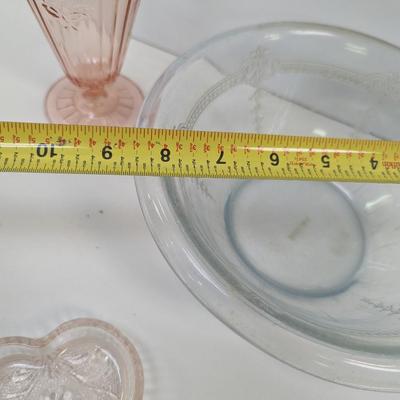 Assortment Of Vintage Depression Glass Fire King Last Supper Glasses Tiara Glass