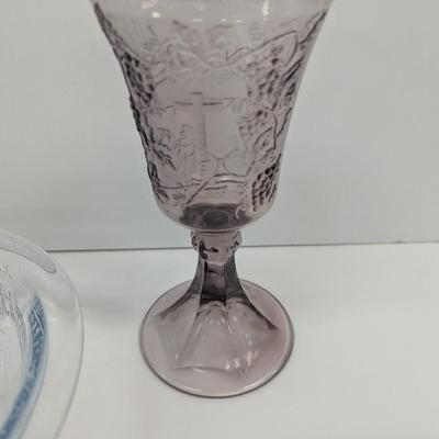 Assortment Of Vintage Depression Glass Fire King Last Supper Glasses Tiara Glass