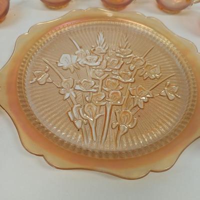 LE Smith 3-Footed Trinket Dish Jeanette Carnival Glass #56