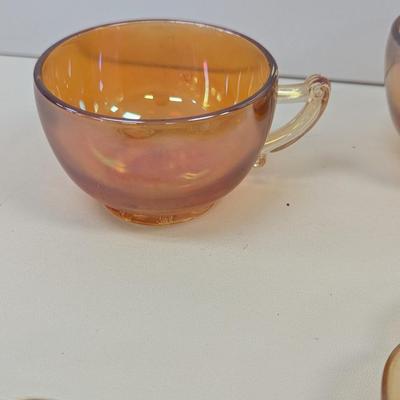 LE Smith 3-Footed Trinket Dish Jeanette Carnival Glass #56