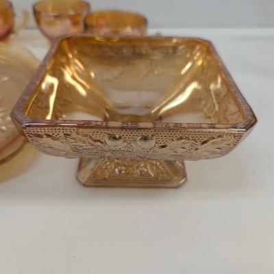 LE Smith 3-Footed Trinket Dish Jeanette Carnival Glass #56