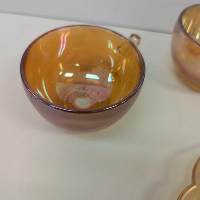 LE Smith 3-Footed Trinket Dish Jeanette Carnival Glass #56