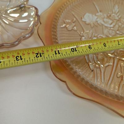 LE Smith 3-Footed Trinket Dish Jeanette Carnival Glass #56