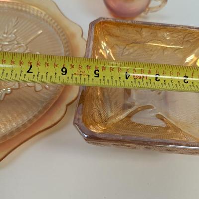 LE Smith 3-Footed Trinket Dish Jeanette Carnival Glass #56