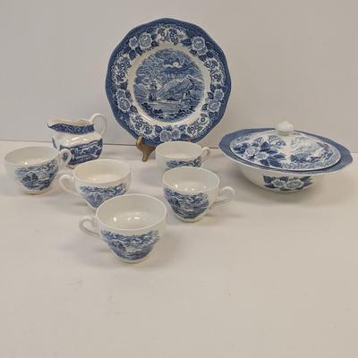17 Pieces - Lochs Of Scotland Loch Achray Royal Warwick Hand Engraving Dishes #58