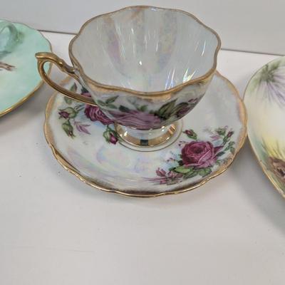 Reinhold Schlegelmilch RS Germany Floral Plate Oscar & Edgar Gutherz O & EG Royal Austria Plate Hand Painted Fan Crest Japan Plates