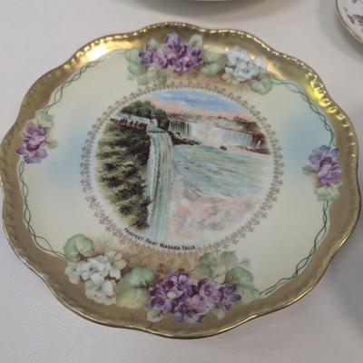 Reinhold Schlegelmilch RS Germany Floral Plate Oscar & Edgar Gutherz O & EG Royal Austria Plate Hand Painted Fan Crest Japan Plates