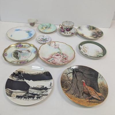 Reinhold Schlegelmilch RS Germany Floral Plate Oscar & Edgar Gutherz O & EG Royal Austria Plate Hand Painted Fan Crest Japan Plates