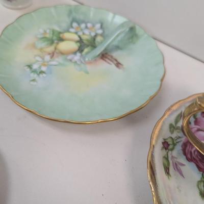 Reinhold Schlegelmilch RS Germany Floral Plate Oscar & Edgar Gutherz O & EG Royal Austria Plate Hand Painted Fan Crest Japan Plates
