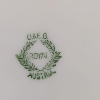 Reinhold Schlegelmilch RS Germany Floral Plate Oscar & Edgar Gutherz O & EG Royal Austria Plate Hand Painted Fan Crest Japan Plates