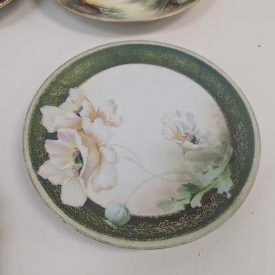 Reinhold Schlegelmilch RS Germany Floral Plate Oscar & Edgar Gutherz O & EG Royal Austria Plate Hand Painted Fan Crest Japan Plates