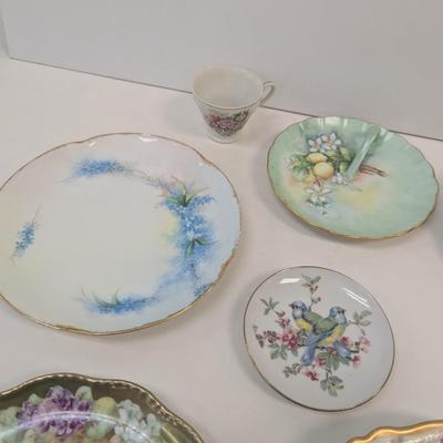 Reinhold Schlegelmilch RS Germany Floral Plate Oscar & Edgar Gutherz O & EG Royal Austria Plate Hand Painted Fan Crest Japan Plates
