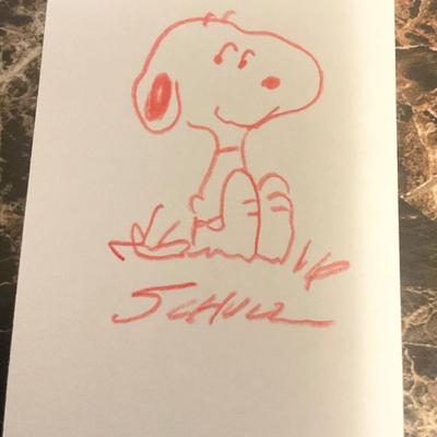 Snoopy Drawing —Signed Schulz