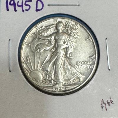 1945 D Walking Half Dollar