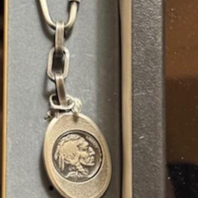 Keyholder with a real 1937 Bullalo Nickel 