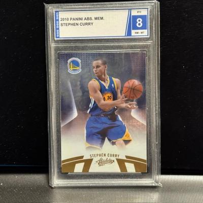2010 Panini ABS. MEM. Stephen Curry RC Graded 8 NM-MT