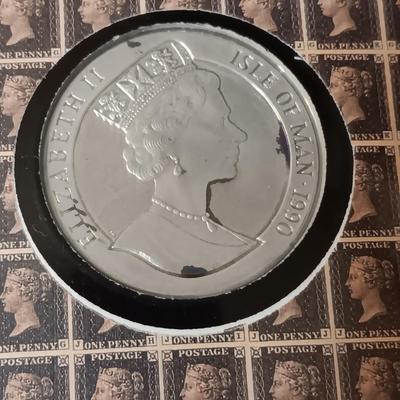 PEARL BLACK .925 SILVER CROWN COIN AND FIRST DAY COVER