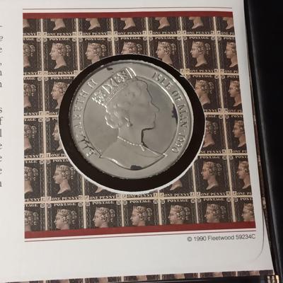 PEARL BLACK .925 SILVER CROWN COIN AND FIRST DAY COVER