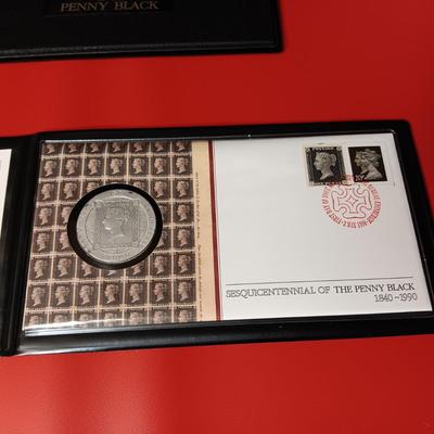 PEARL BLACK .925 SILVER CROWN COIN AND FIRST DAY COVER