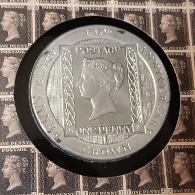 PEARL BLACK .925 SILVER CROWN COIN AND FIRST DAY COVER