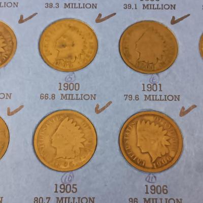 PARTIALLY FILLED BOOK OF INDIAN HEAD PENNIES