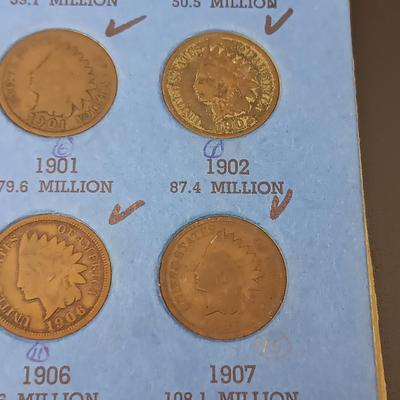 PARTIALLY FILLED BOOK OF INDIAN HEAD PENNIES