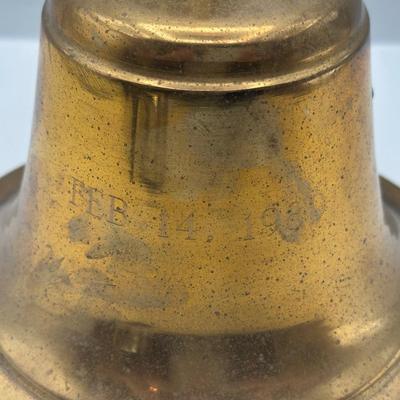 Vintage Wall Mount Bell Engraved Feb. 14 1980