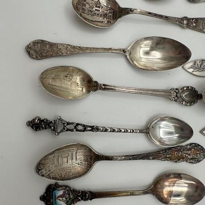 Collection of Sterling Souvenir Spoons