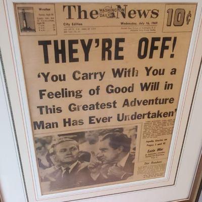 Sale Photo Thumbnail #159: Framed They are Off Nasa newspaper Page $25