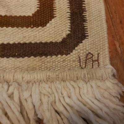 6' x 4' Cream & Brown Wool Rug (LR-KD)