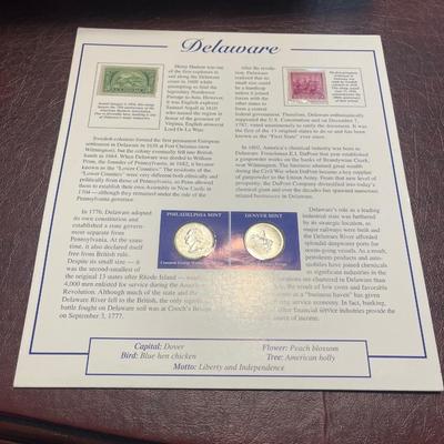 Delaware The First State P&D Quarters with stamps