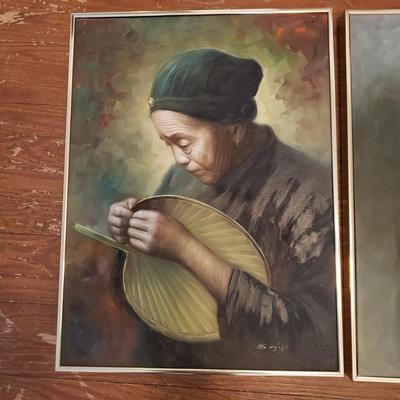 Three Signed Asian Portrait Paintings (LR-KD)