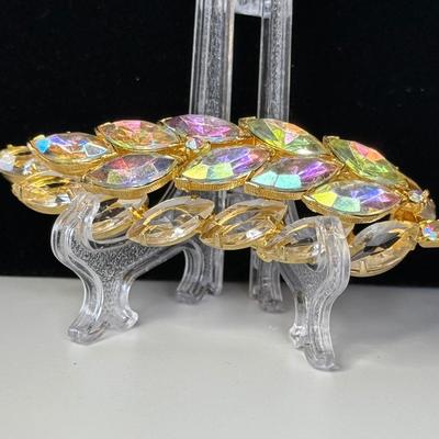 Aurora Borealis Glass Stones w/gold plated pin