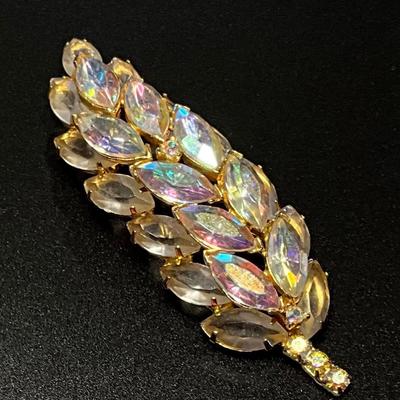 Aurora Borealis Glass Stones w/gold plated pin
