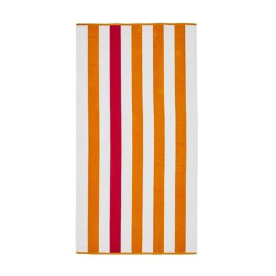 Flamingo Bay 100% Cotton Supersoft Pink & Orange Oversized Cabana Reversible Striped Beach Towel - 38" x 72" - Quick Dry,...