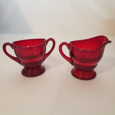 Georgian Honeycomb Ruby Red Tumblers and More (K-KD)
