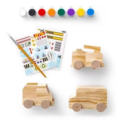 Paint-Your-Own Wooden Vehicles - Mondo Llama™: DIY Art Kit with Stickers & Acrylic Paint for Kids