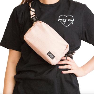 Sassy Woof - Woof Pack Fanny Pack Bag for Treats, Waste Bag Dispenser, Keys & Phone in Pinot Peach