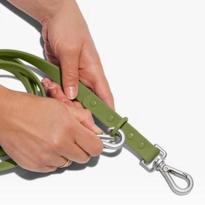 Wild One 5' Adjustable Waterproof Flex-Poly Coated Nylon Dog Leash Moss Green Dirt & Odor Resistant All Weather