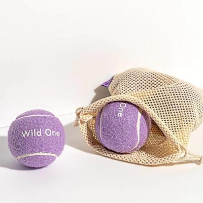 Set of 4 Wild One Lilac Purple Tennis Balls w/Cream Carry Bag