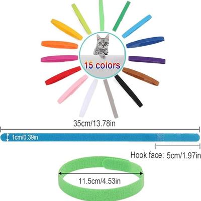 15 Pcs Puppy Whelping Collars Newborn Pet Collars Double-sided Soft Adjustable ID Bands Puppy Id Collars for Newborn Pet Dog Cat 15 Colors