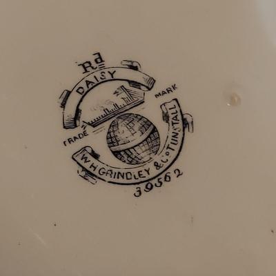 Antique WH Grindley & Co Tunstall Daisy Transferware Dishes (B2-BBL)
