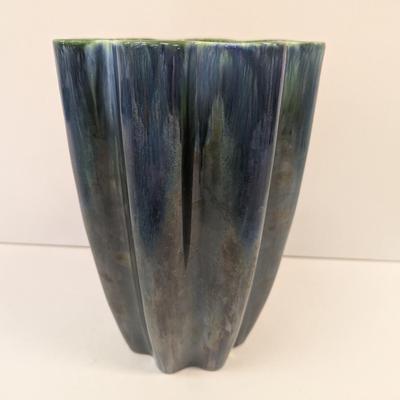 Royal Haeger Royal Hickman Ruffled Iridescent Purple Vase 9" Tall