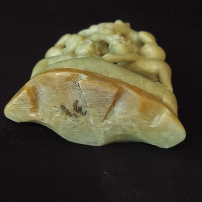 Carved Soapstone Monkey Pyramid and Elephants (B2-BBL)