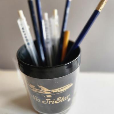 Delta Airlines 50th Anniversary Mug with Pens and Pencils