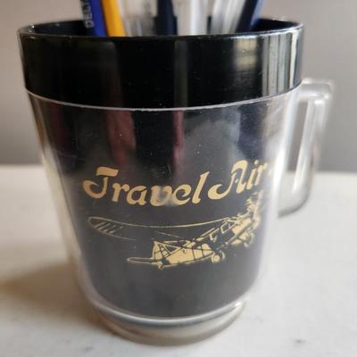 Delta Airlines 50th Anniversary Mug with Pens and Pencils