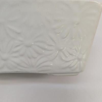 Haeger White Fluted Vase Butterfly Handles 1950's 9" Tall Hull F17 & McCoy Planters