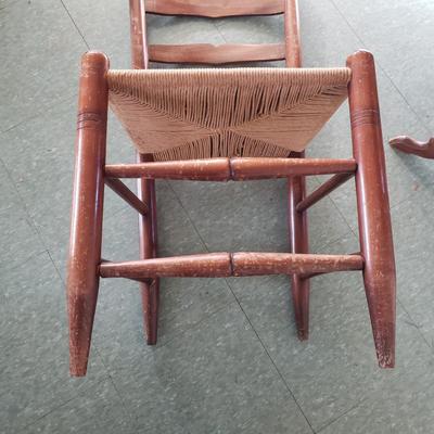 Edwardian Style Side Table and Rush Wood Chair (B1-BBL)